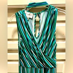 Kelly Green and Navy striped sleeveless jumper. Size 10